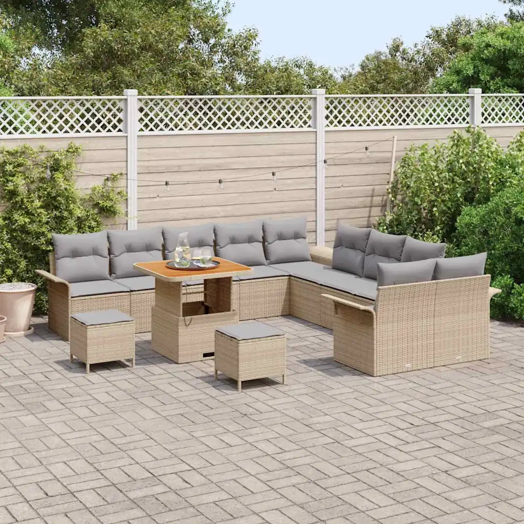 Set Divano da Giardino con cuscino 13 pcs Beige e Grigio Chiaro 3364142