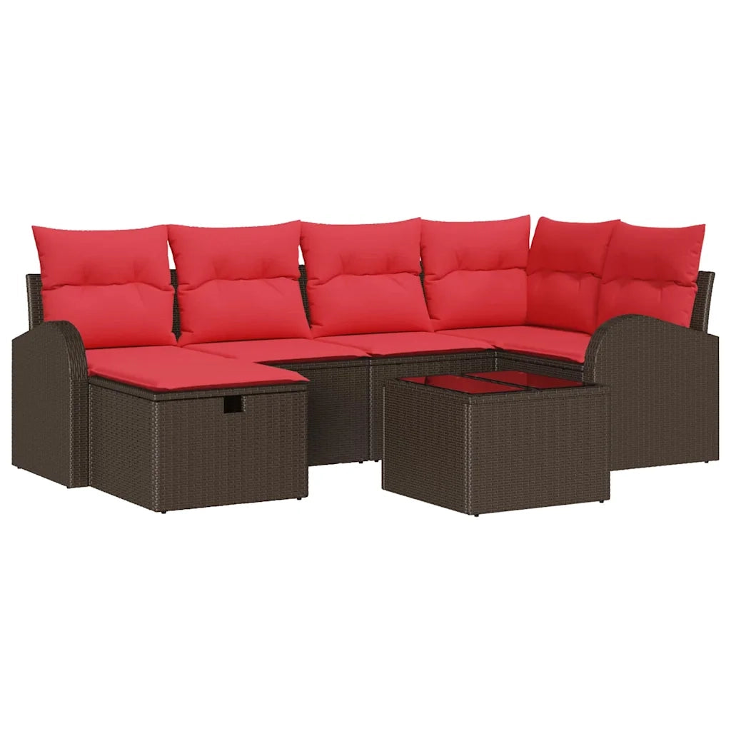 Set di divani con cuscino Marrone e Rosso polyrattan 3359093