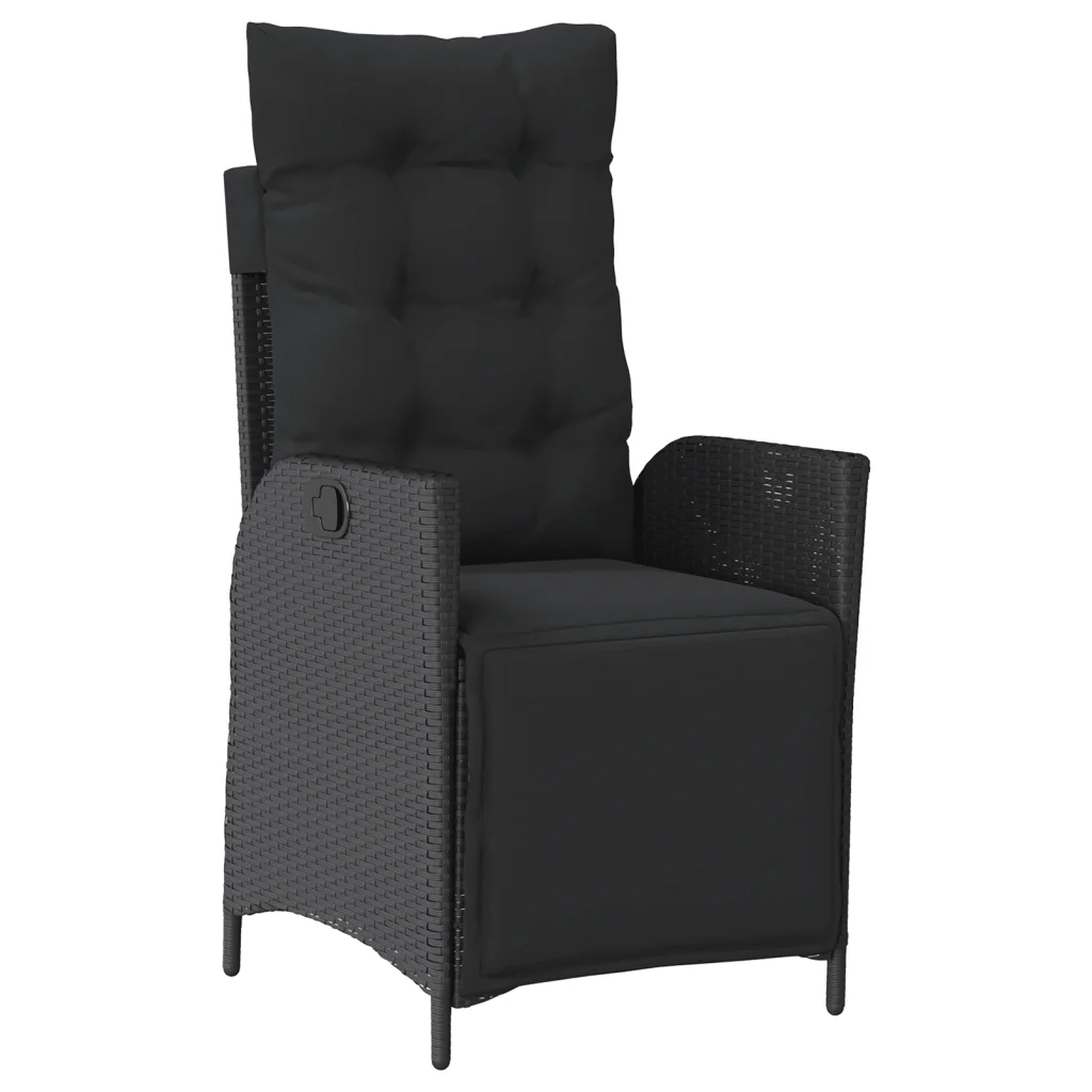 Set da Pranzo da Giardino 9 pz con Cuscini Nero in Polyrattan 3213141