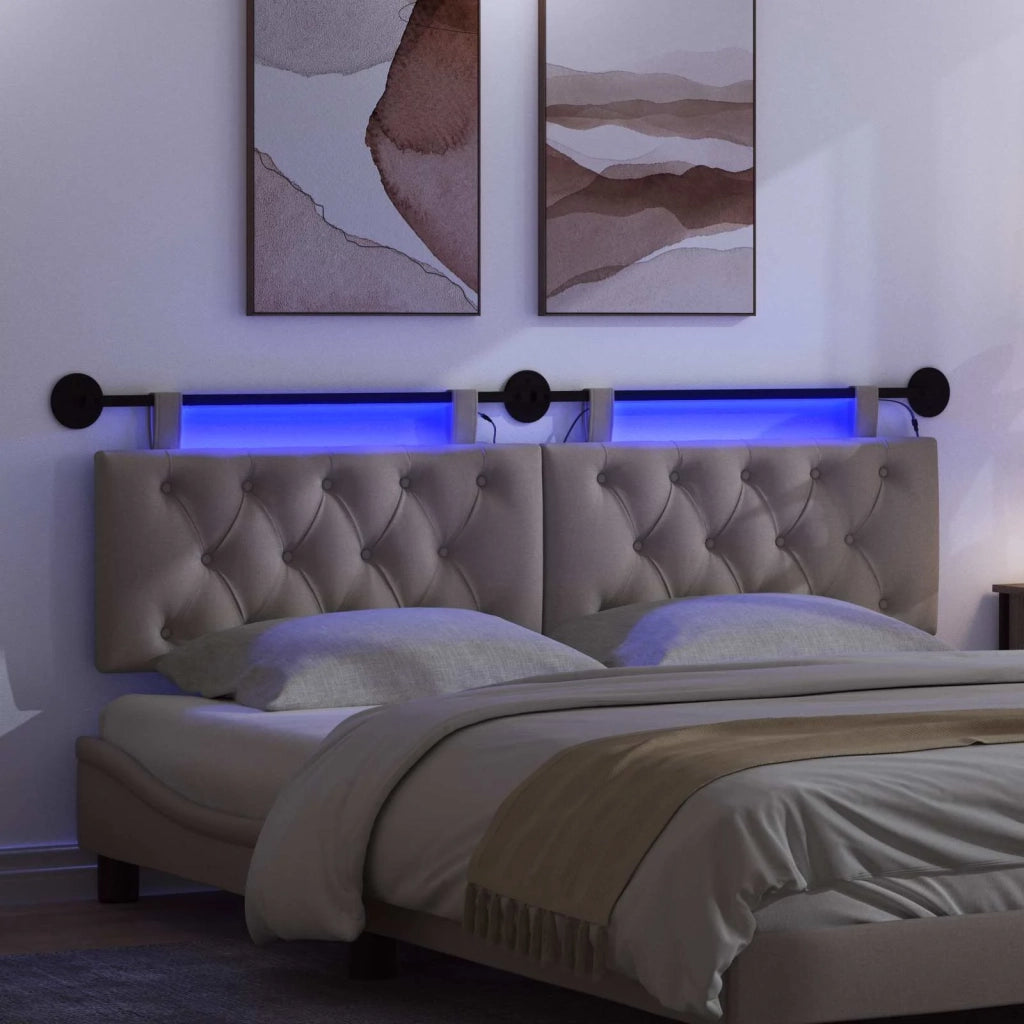 Testiera sospesa Con luce LED Tortora Tessuto 3424687
