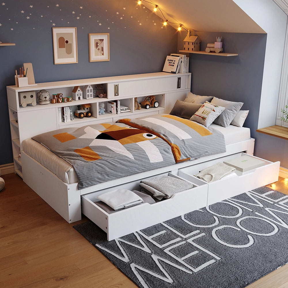 Letto bambini - Xylo - 90x200 cm contenitore bianco