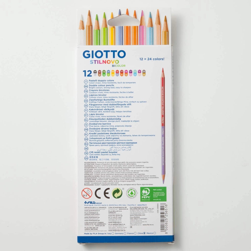 GIOTTO STILNOVO PASTELLI COLORATI 12 MATITE BICOLOR