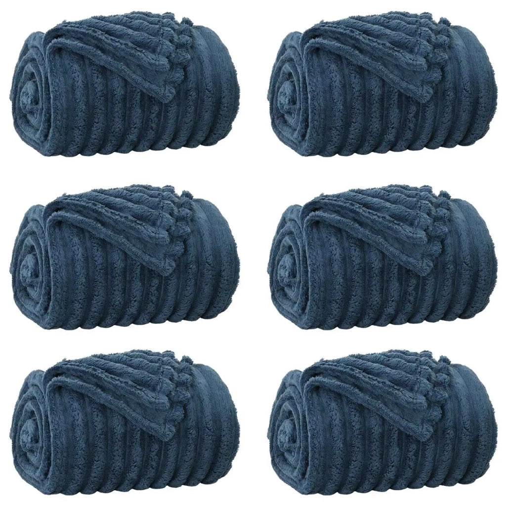Coperte da Pile 6 pz Blu navy 240 x 220 cm Panno