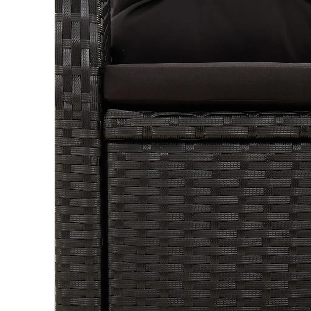 Set da Pranzo da Giardino 7 pz Nero con Cuscini in Polyrattan 3157601