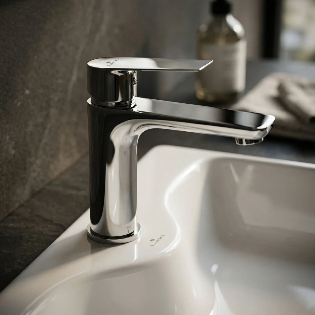 Rubinetto lavabo basso bagno miscelatore monocomando cromato AXON