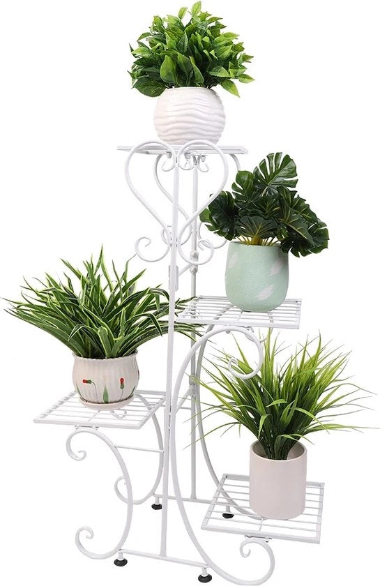 Supporto per piante in metallo - Bianco - 41 x 25 x 80 cm