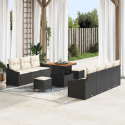 Set Divano da Giardino con cuscino 10 pcs Nero e Crema 3364565
