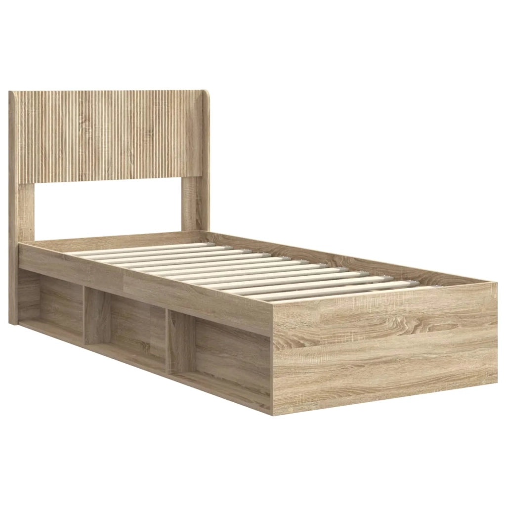 Struttura del letto con stoccaggio e testata-Giroletto con contenitore Rovere Sonoma 938437