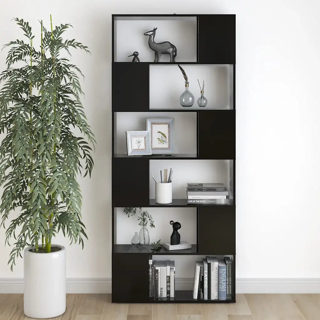 Divisorio-Paravento Nero 80x24x186 cm in Truciolato
