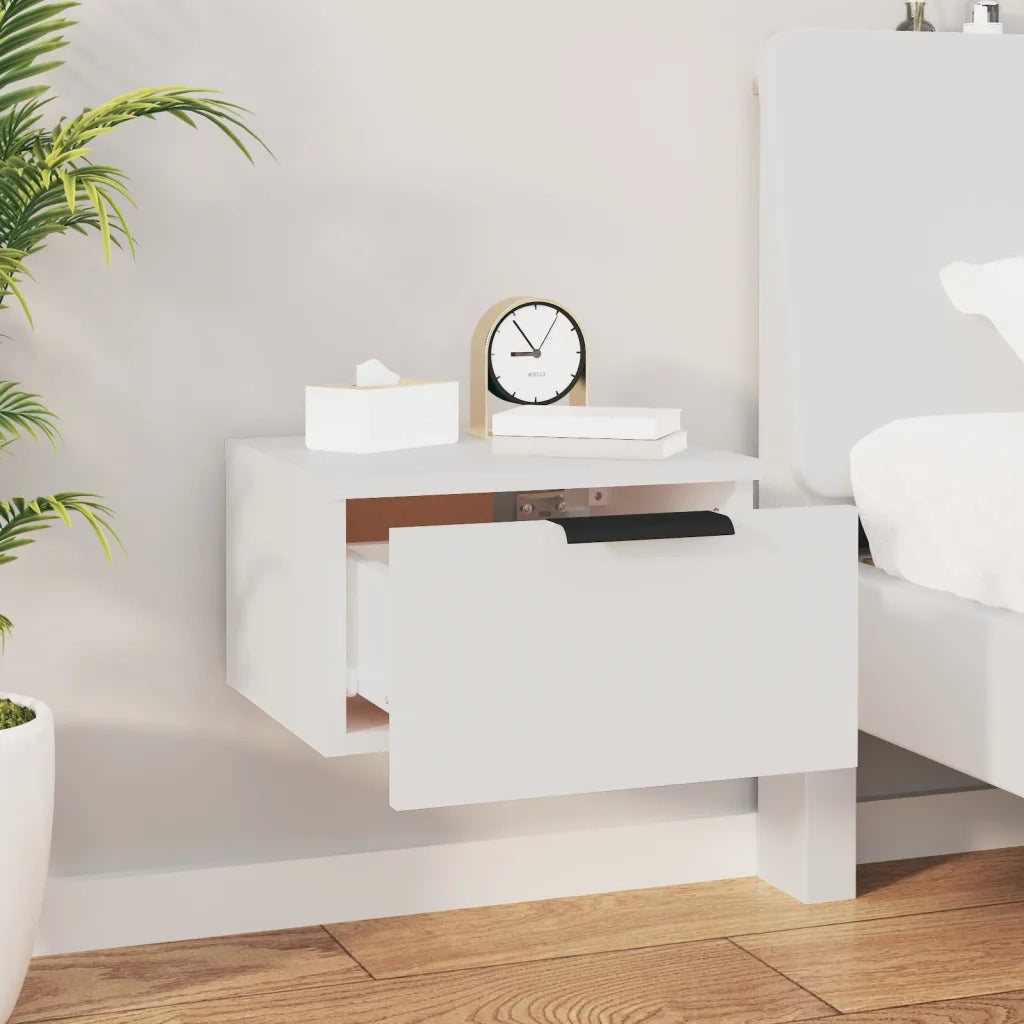 Set di 2 Comodini | Armadio da Notte | Mobiletto da notte a Muro Bianchi 34x30x20 cm