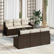 Set di divani con cuscino 7 pcs Marrone e Crema polyrattan 3346608