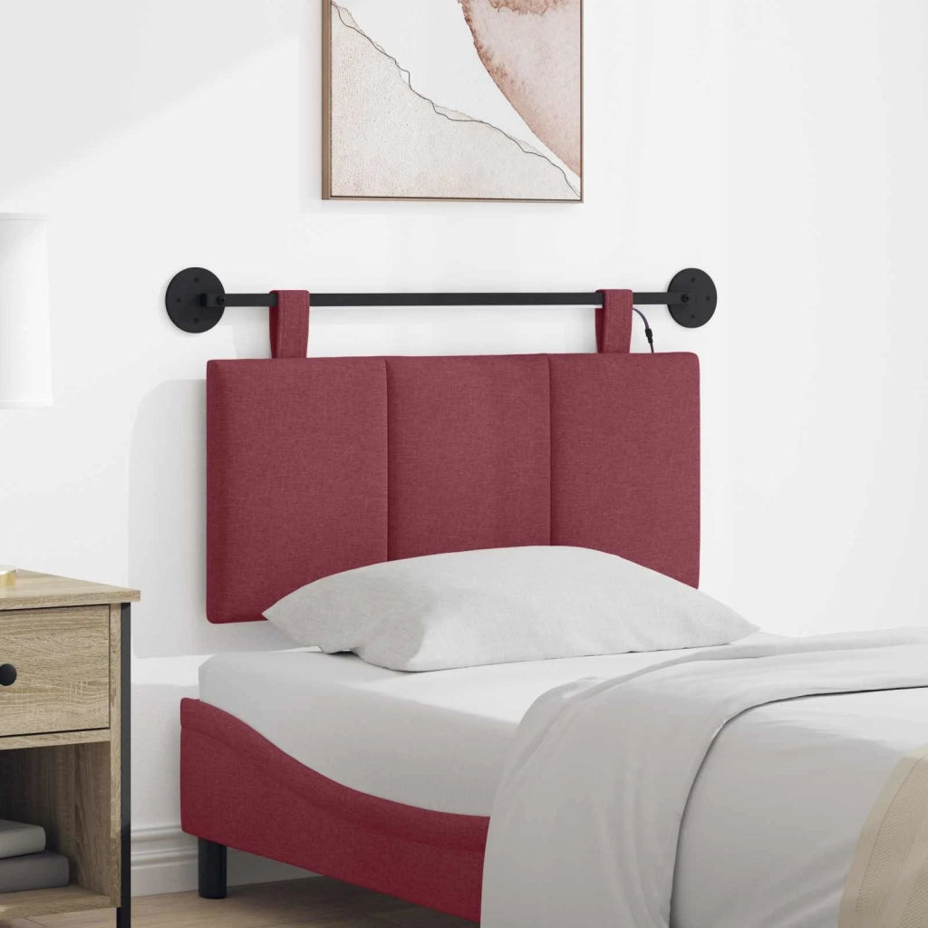 Testiera | Testata sospesa Con luce LED Rosso Vino Tessuto