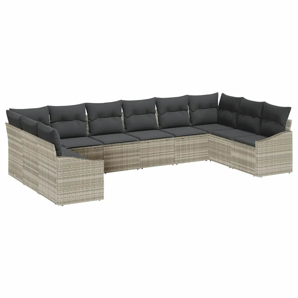 Set di divani con cuscino 10 pcs Grigio chiaro polyrattan 3346902