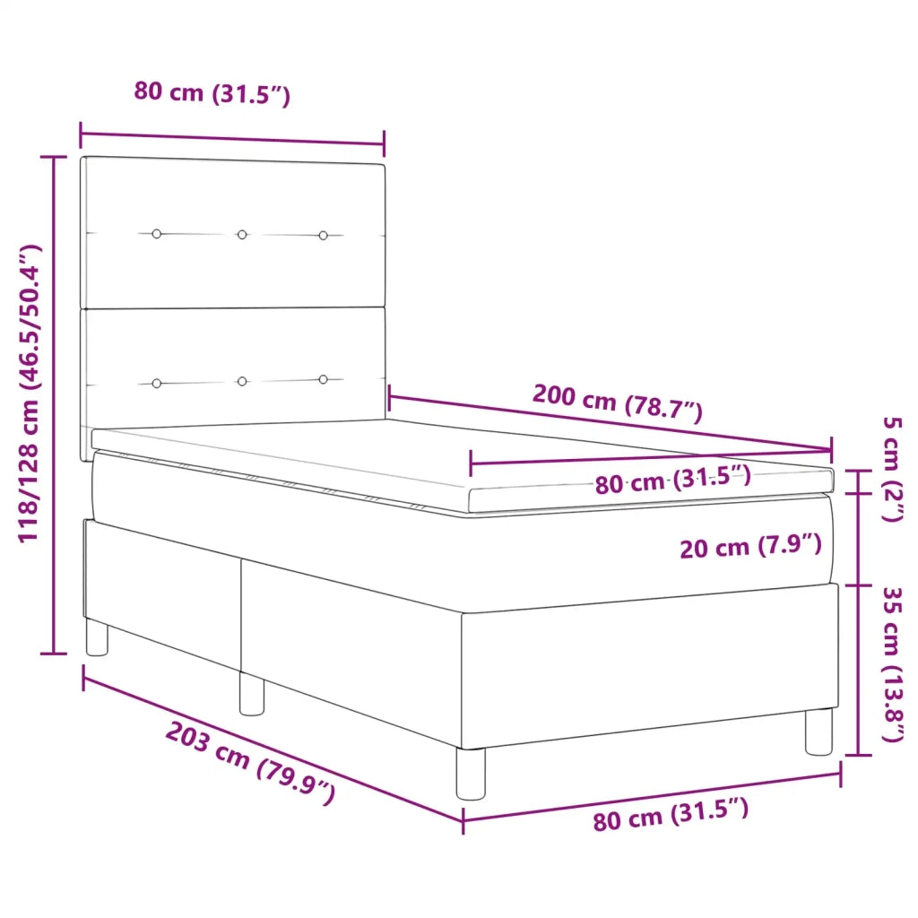 Letto a molle con materasso con led Blu 80 x 200 cm Tessuto