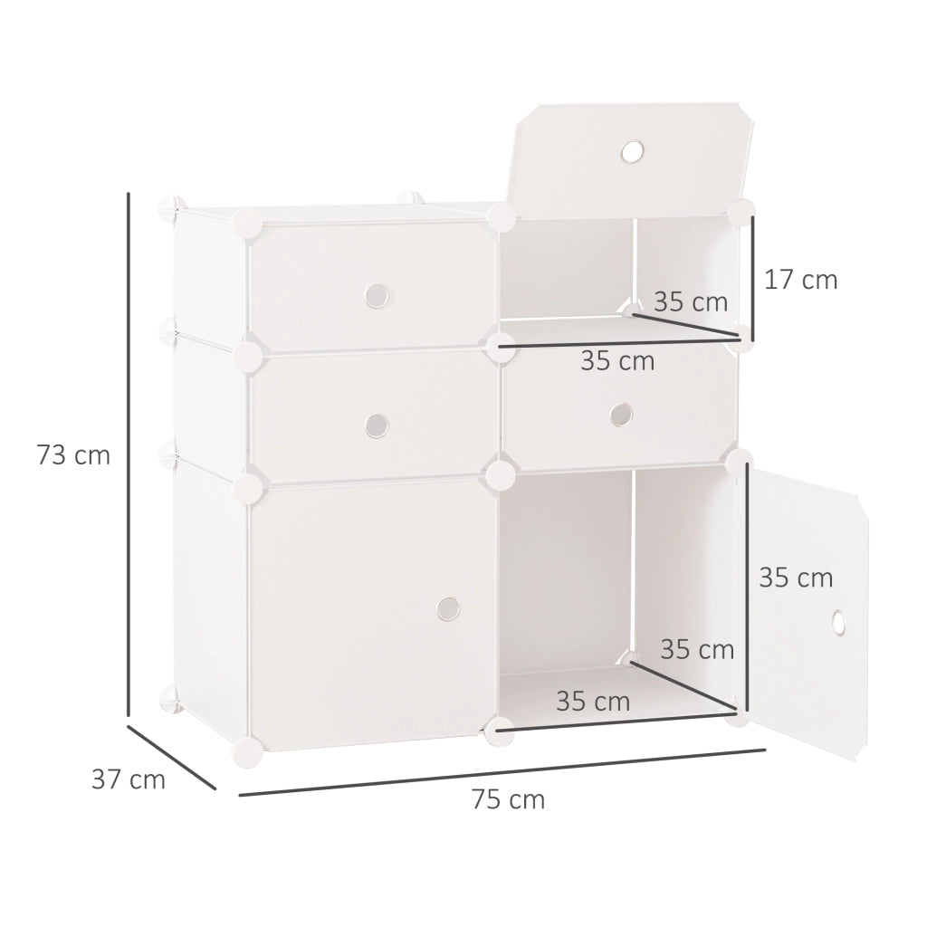 Armadio modulare in plastica con ante ¨C Xylo ¨C 6 cubi bianco