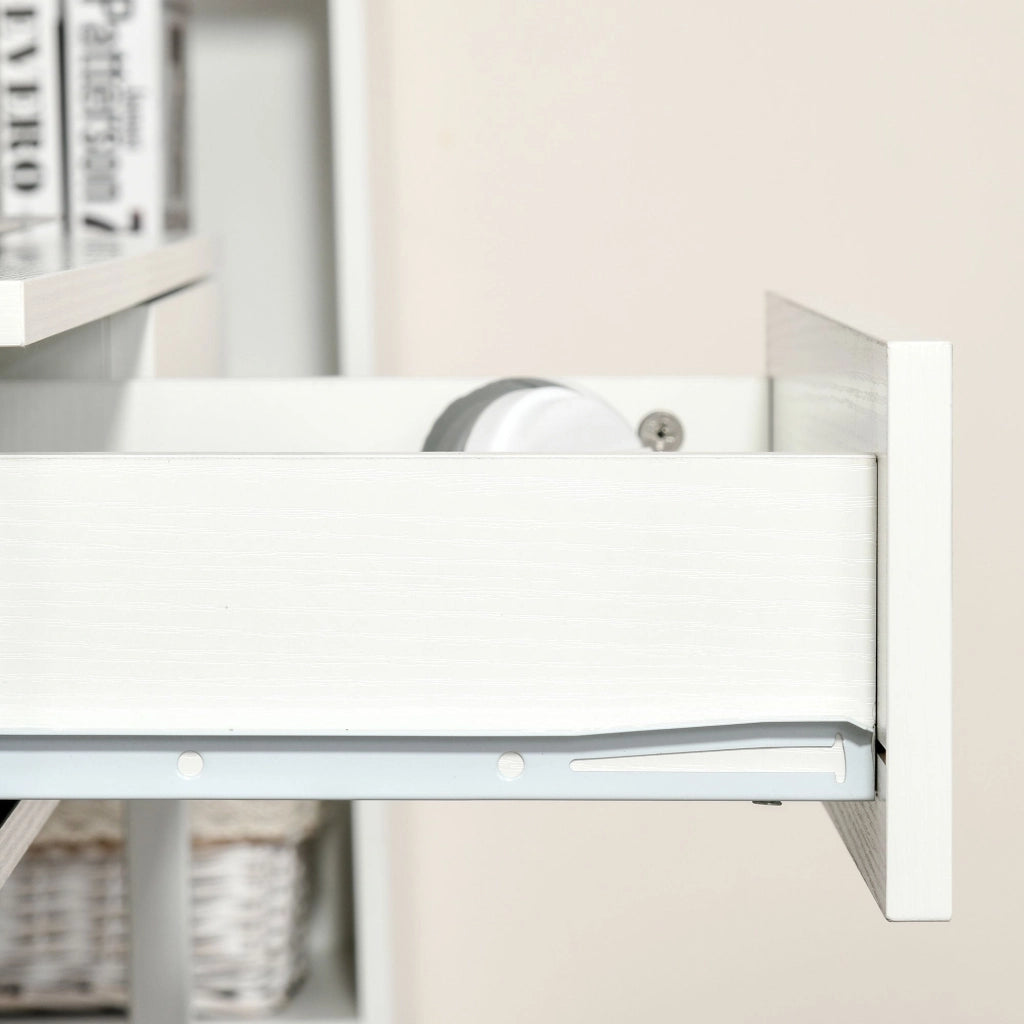 Scrivania con Cassetti e Ruote 100x36x88 cm in Metallo e MDF Bianca