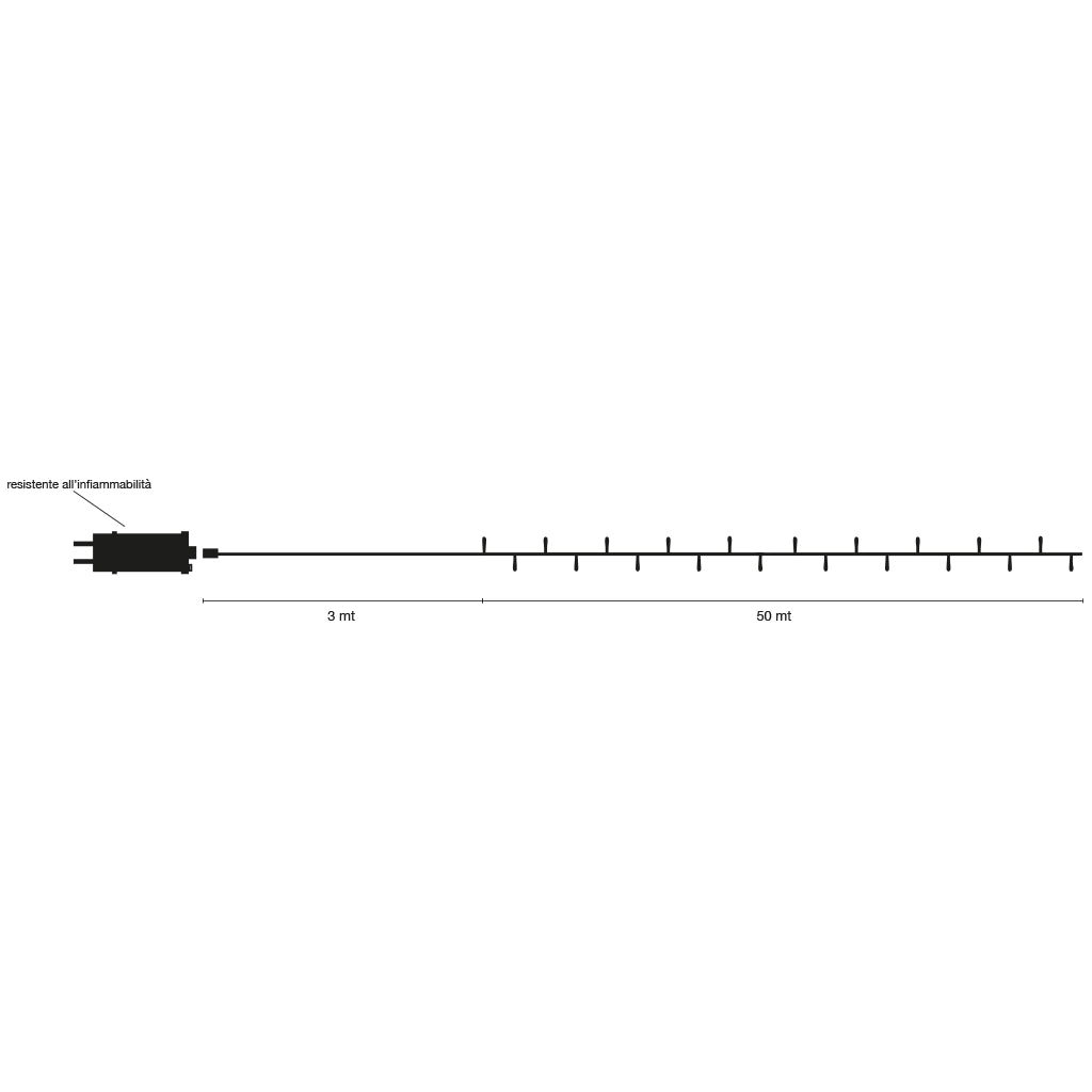 Catena luci di Natale 1000 led 31v con cavo verde e luce bianca calda 50mt