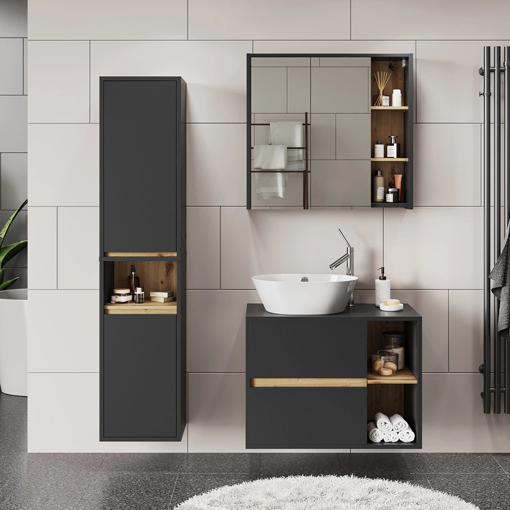 Vicco Set di mobili da bagno Grigio/Artisan 3 parti