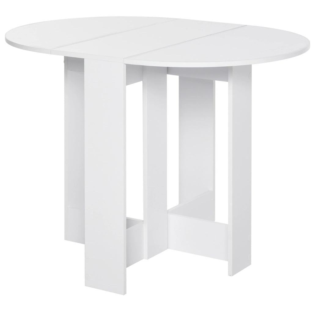 Tavolo Pieghevole da Pranzo a 2 Ribalte, Tavolo da Pranzo Allungabile in Legno Salvaspazio per Cucina e Soggiorno, 104x76x73.7 cm, Bianco