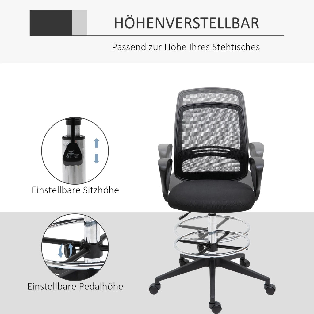 Sedia da ufficio girevole regolabile con poggiapiedi, schienale ergonomico, in plastica Nero