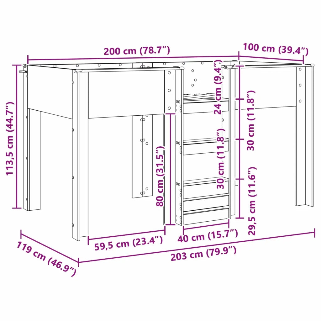 Letto a Castello per Bambini Legno vecchio 100 x 200 cm 3410505