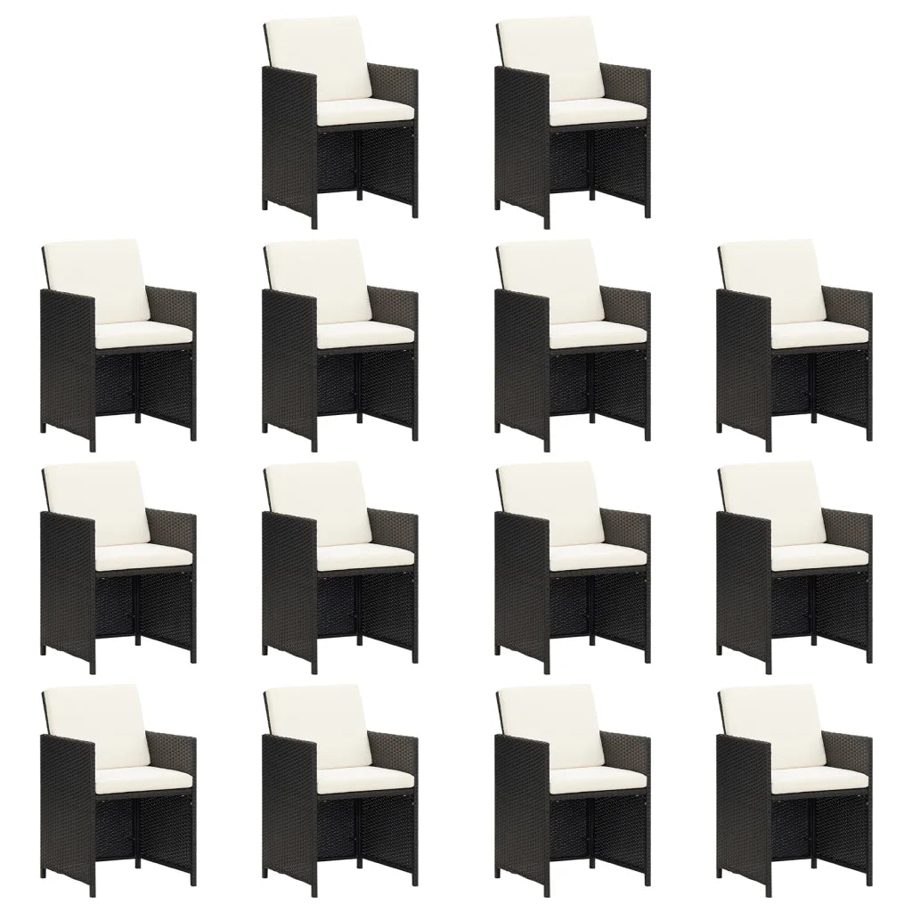 Set Pranzo da Giardino 15 pz con Cuscini in Polyrattan Nero 3095638