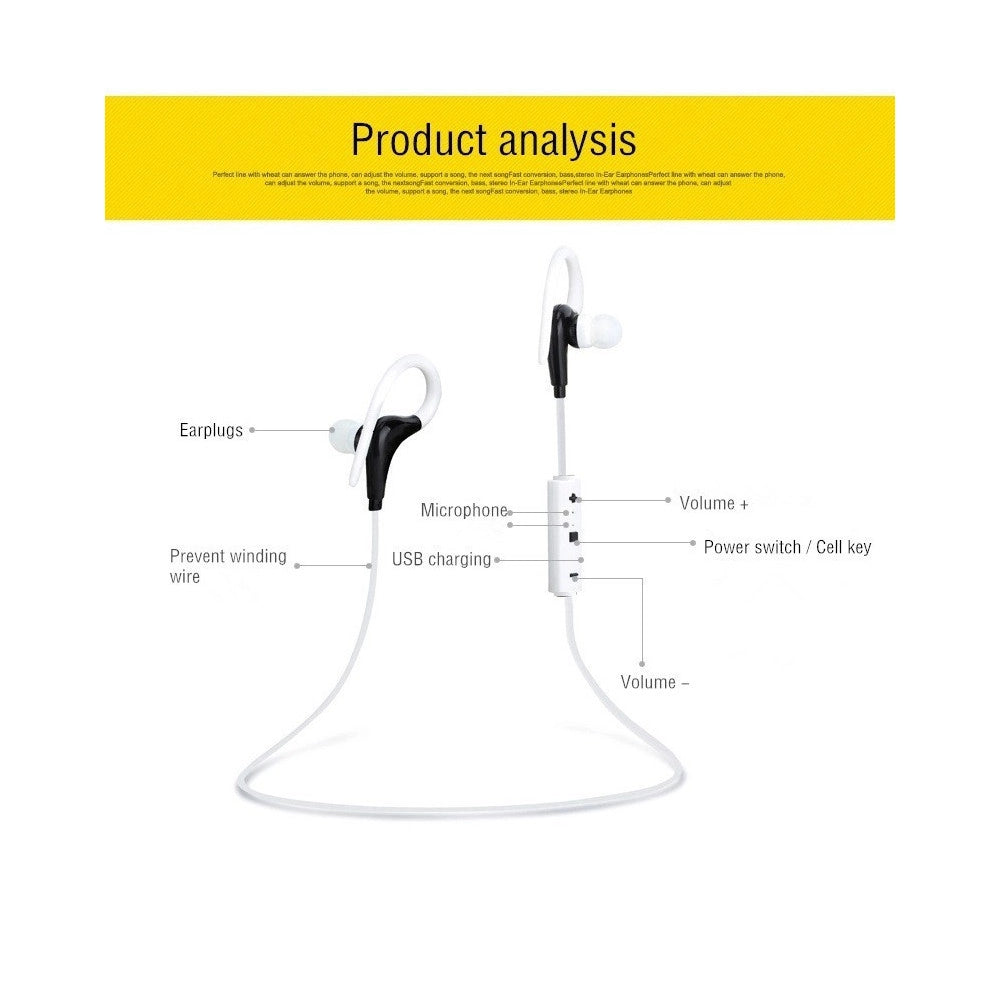 Trade Shop - Cuffie Auricolari Bluetooth Stereo Compatibili Ios Smartphone Sport Audio Bt1 -