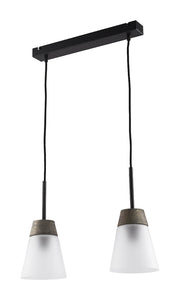 Lampada a sospensione Domino Jupiter 2xE27 nero vetro