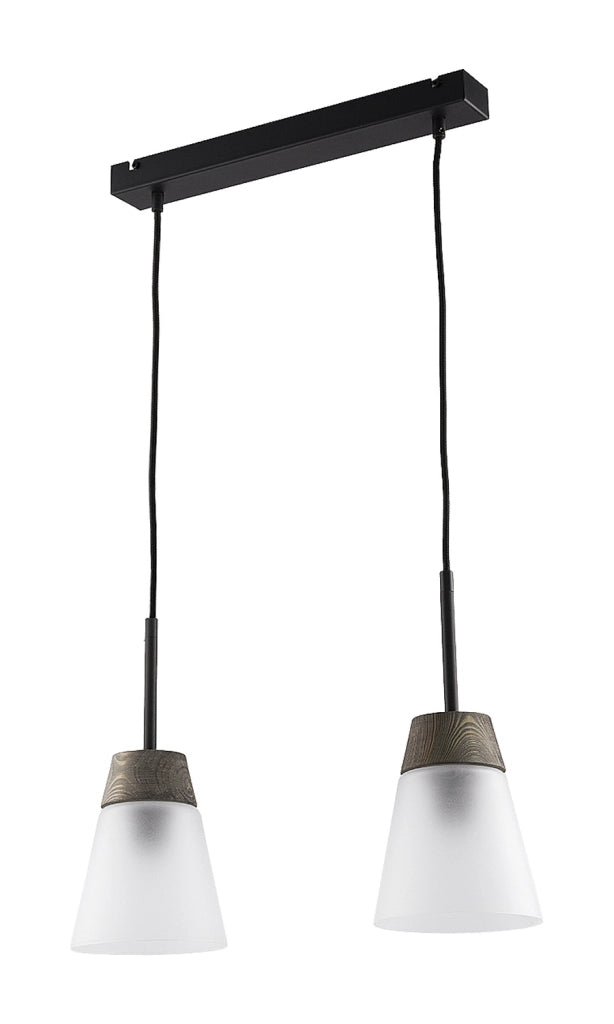 Lampada a sospensione Domino Jupiter 2xE27 nero vetro
