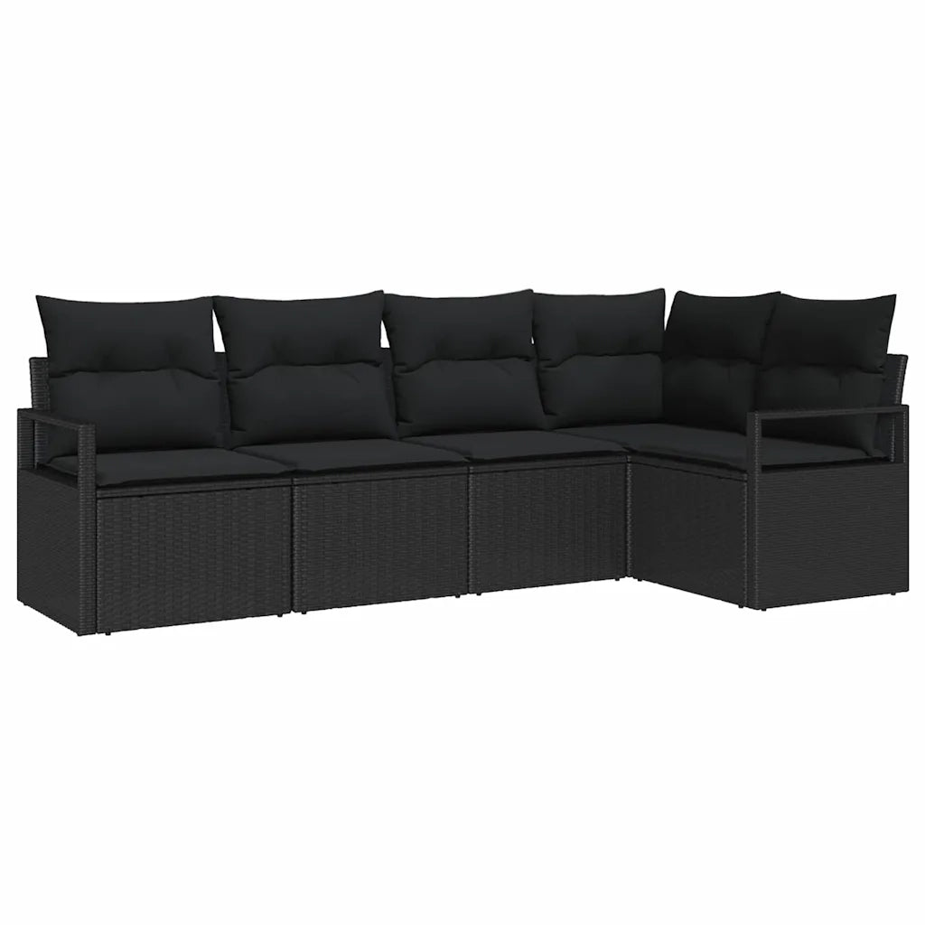 Set Divano da Giardino con cuscino 5 pcs Nero polyrattan 3355052