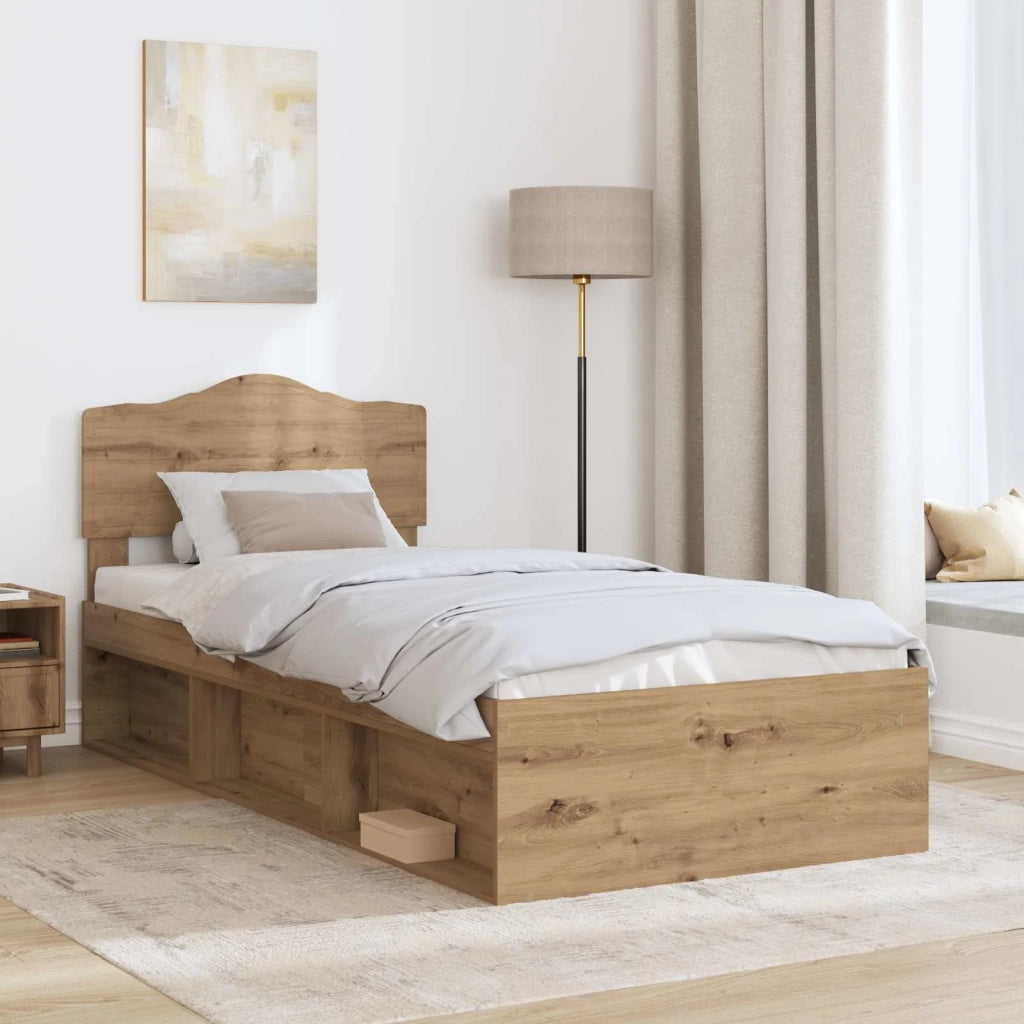 Letto singolo | Letto per adulti | Struttura del letto con testiera Rovere Artigianale 90 x 190 cm