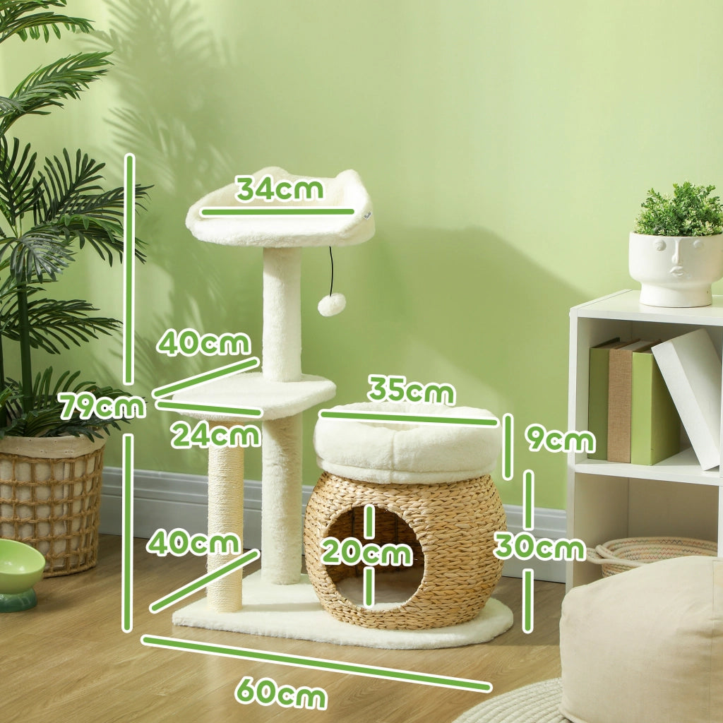 ALBERO RASCHIATOIO 79 cm Crema in truciolare, sisal e peluche
