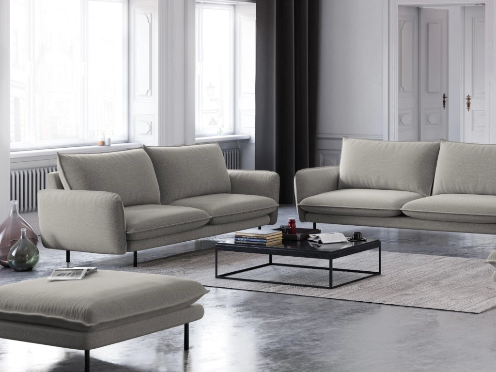 Cosmopolitan Design - Divano "Vienna" 2 posti in tessuto strutturato grigio chiaro 