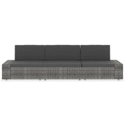 Divano Modulare a 3 Posti in Polyrattan Grigio 49526