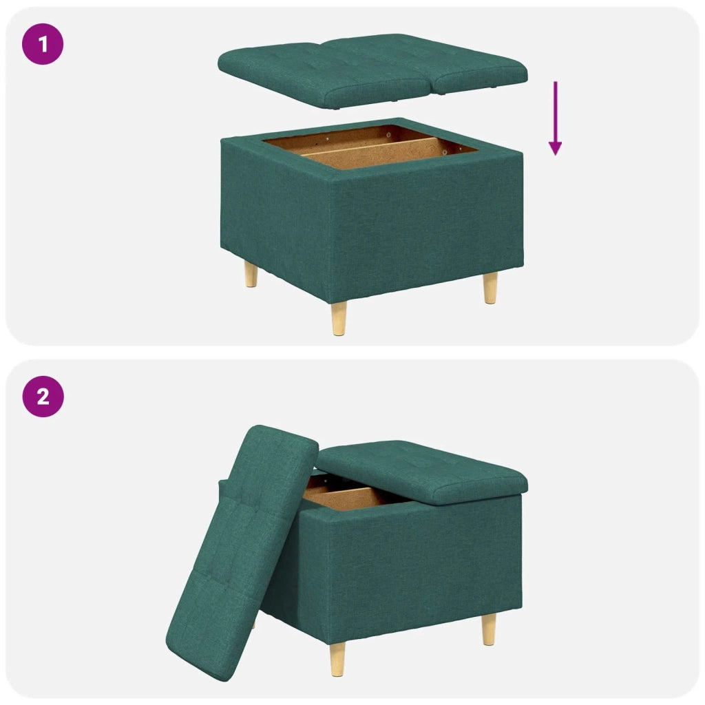 Pouf contenitore Verde Scuro 60 x 60 x 45 cm Tessuto 876821