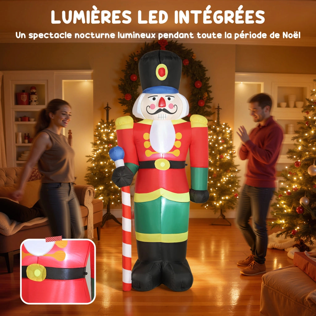 Soldat casse-noisette gonflabile ¨C Minimal ¨C 245 cm, LED, multicolore