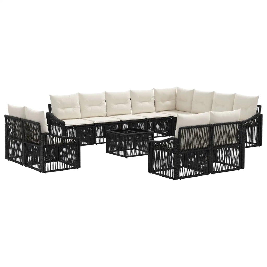 Set Divano da Giardino 13 pcs Nero polyrattan 3436183