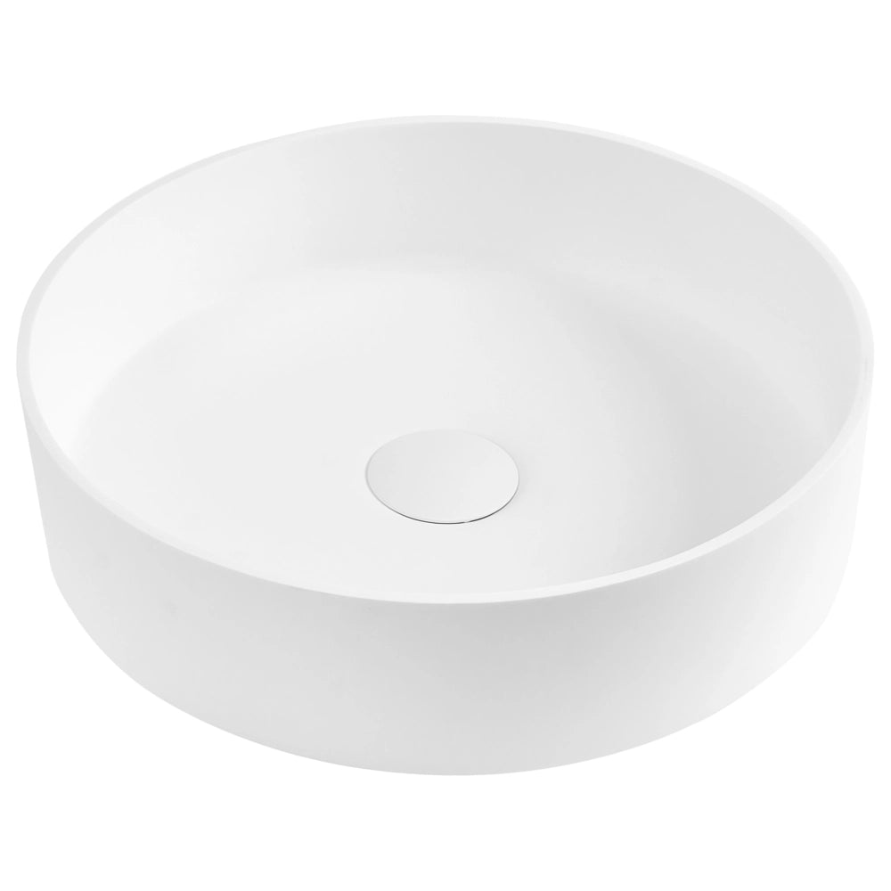 Lavabo da appoggio in Solid Surface, rotondo, bianco stile elegante