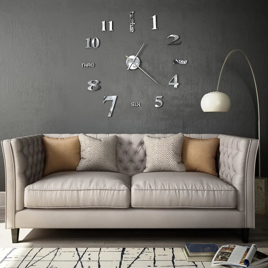 Orologio da Parete 3D in Stile Moderno 100cm XXL Argento 50636