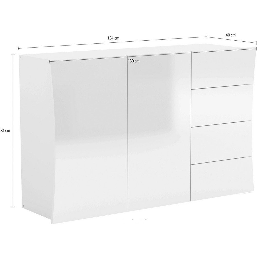 Madia 2 ante 4 cassetti per Soggiorno Moderna 124x40x81,5cm - ARCANE