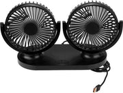 Ventilatore per auto con doppie porte USB 12V - Raffreddatore automatico e ventilatore di condizionamento d'aria portatile - Nero.