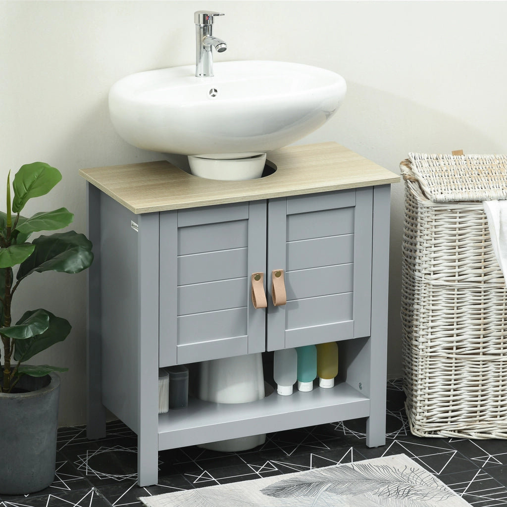 Mobiletto Sottolavabo con 2 Ante e Ripiano Regolabile ¨C Minimal ¨C Grigio 60x30x60 cm