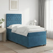 Letto box spring con materasso Blu 100 x 200 cm Velluto 3455046