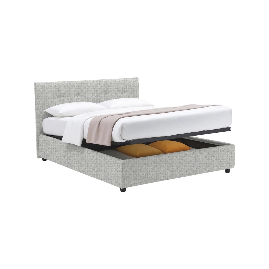 Luton, Letto Piazza e Mezza Sfoderabile Made in Italy, Grigio Chiaro