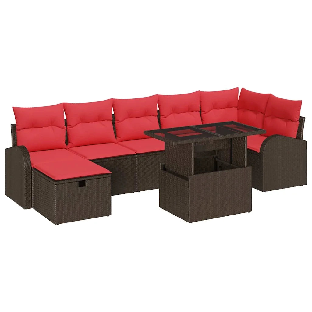 Set Divano da Giardino con cuscino 8 pcs Marrone Poly Rattan 3359771
