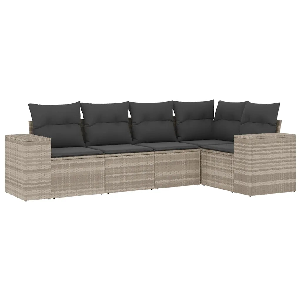 Set Divano da Giardino 5pz con Cuscini Grigio Chiaro Polyrattan 3254869