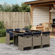 Set da pranzo da giardino da 7 pz con Cuscini in Polyrattan Grigio 3277680