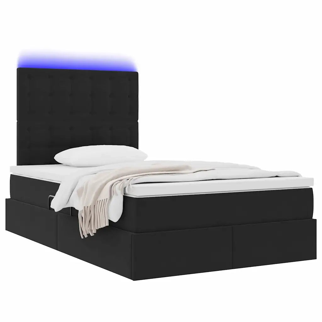 Letto con contenitore e LED con led Nero 120 x 200 cm Velluto