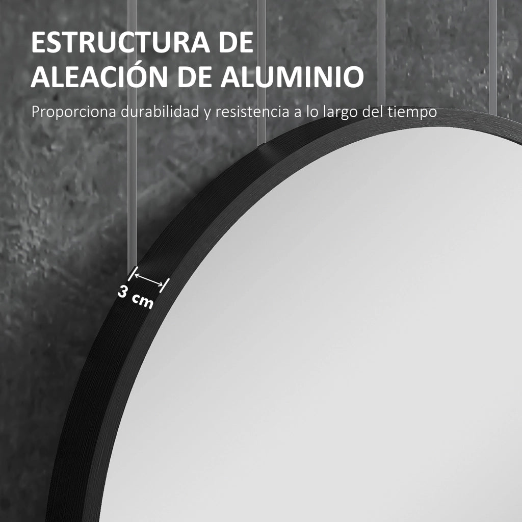 Specchio da Bagno Ovale con Cornice Alluminio ¨C Minimal ¨C Nero 60x90 cm
