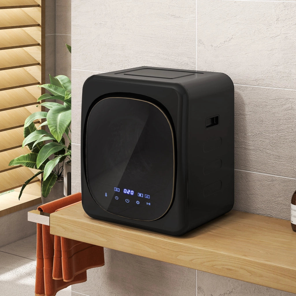 Asciugatrice ad Aria Carico 4kg con Timer e Programma Smart, in Acciaio Inox e ABS, 48x40x56 cm, Nero